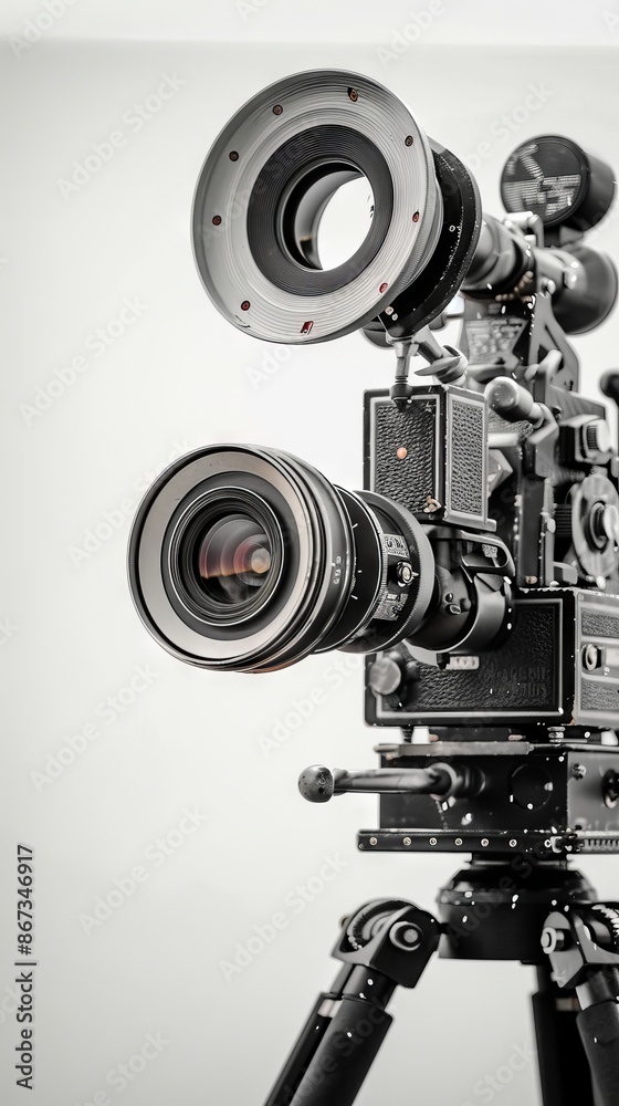 A camera with a lens on top of it. A camera with a lens on top of it.