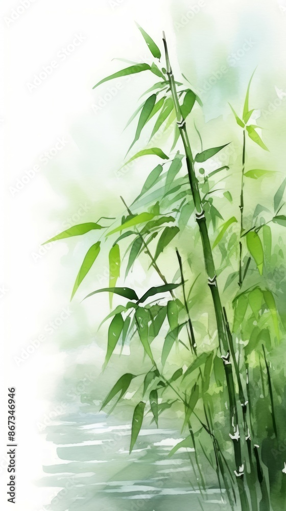 Naklejka premium Bamboo Material Structure Background - Generative AI