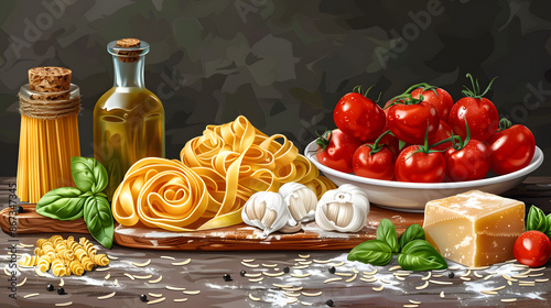 fresh pasta production isolated on white background, png photo