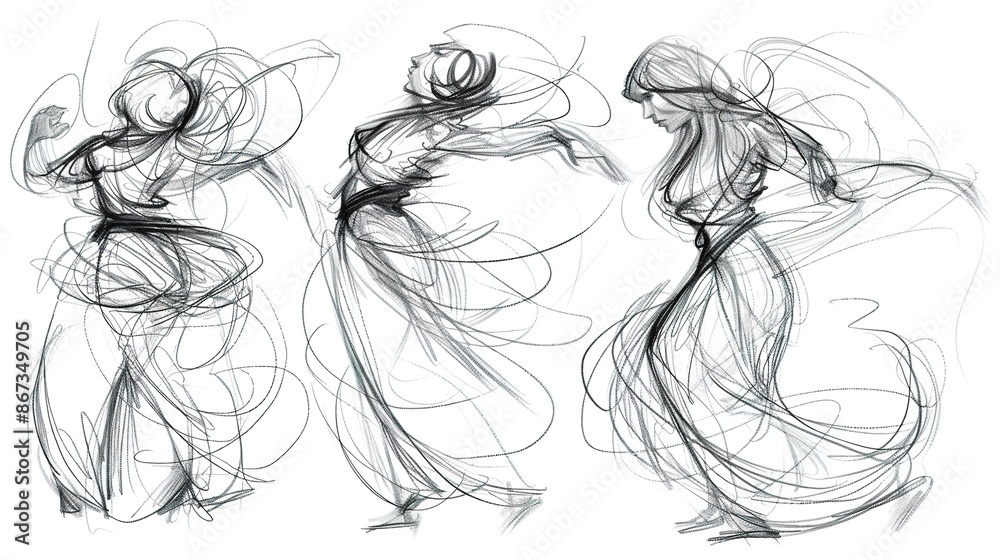 Graceful Flow: Abstract Sketches of Dynamic Poses with Flowing Hair Graceful Flow: Abstract Sketches of Dynamic Poses with Flowing Hair