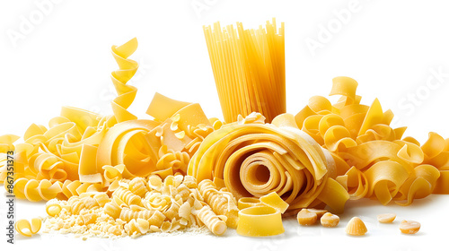 fresh pasta production isolated on white background, png photo