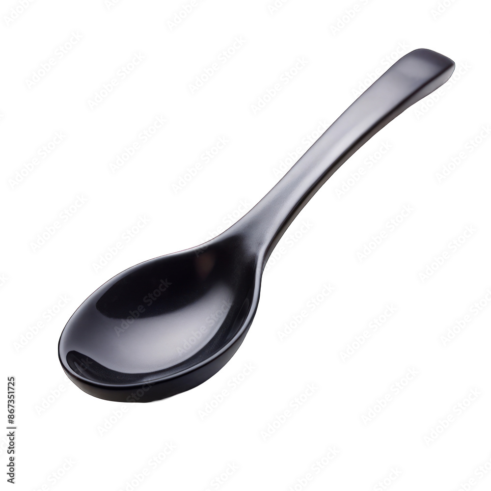 Empty Black plastic spoon isolated on transparent background Empty Black plastic spoon isolated on transparent background