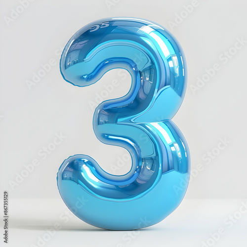 3d render of blue numbers " 3 "