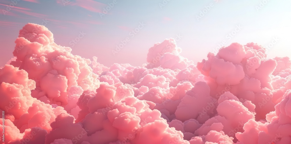 Fototapeta premium Serene Sunset Sky. Pink clouds background concept