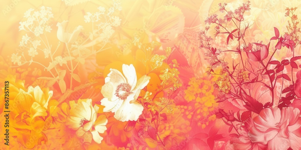 Vibrant Summer Blossoms. Pink and yellow color scheme concept Vibrant Summer Blossoms. Pink and yellow color scheme concept
