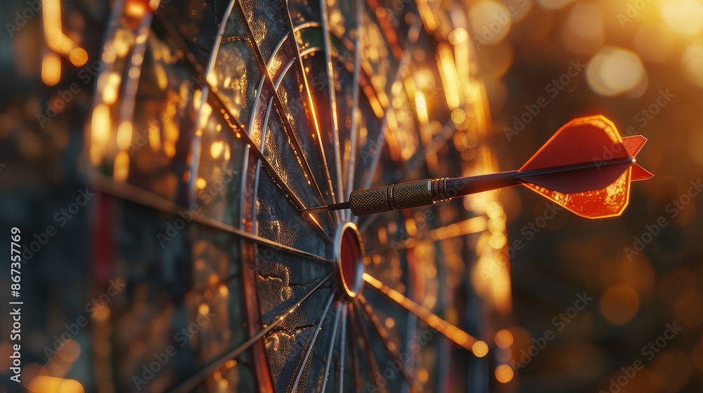 © นาย ปริญญา ลัยนันทะ - Red arrow hits center dart board on sunset background. Setting business goals and concepts to focus beautifully. © นาย ปริญญา ลัยนันทะ - Red arrow hits center dart board on sunset background. Setting business goals and concepts to focus beautifully.