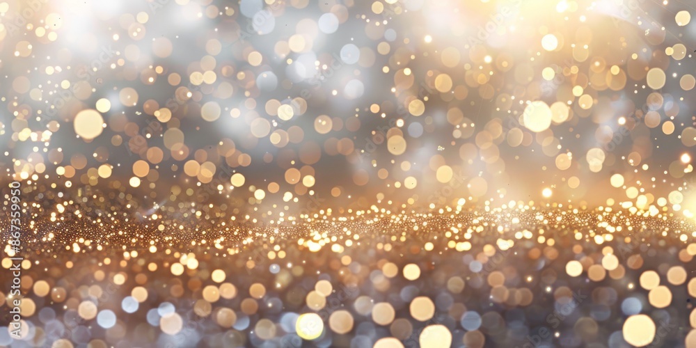 A shimmering, abstract background with golden and silver glitter sparkles, perfect for festive content. A shimmering, abstract background with golden and silver glitter sparkles, perfect for festive content.