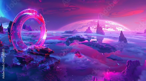 Panoramic view of a fantastical landscape