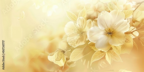 Dreamy Spring. Pastel yellow background concept
