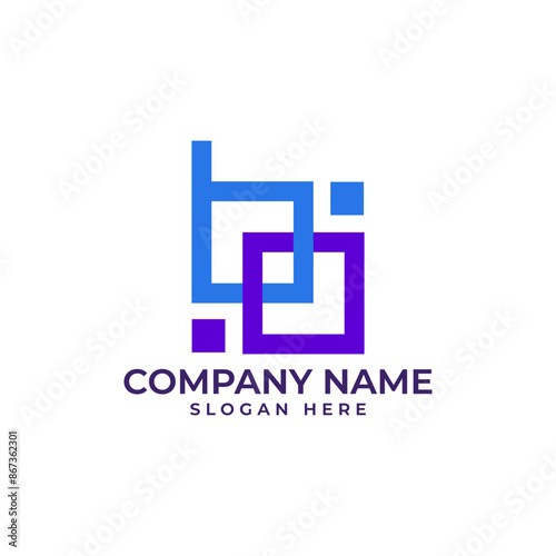 Free Download BO initial lettermark with the geometric  letter B connected to the letter O represent connection and pixel technology - GFXLoad