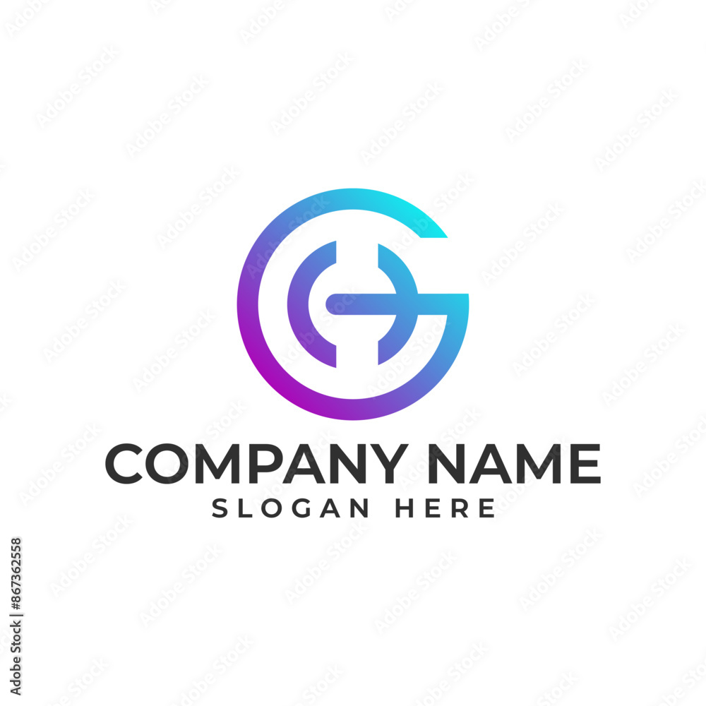 Circle GH initial lettermark in modern and minimalist style Circle GH initial lettermark in modern and minimalist style