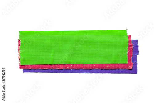 Layered neon green, pink and purple cloth tapes