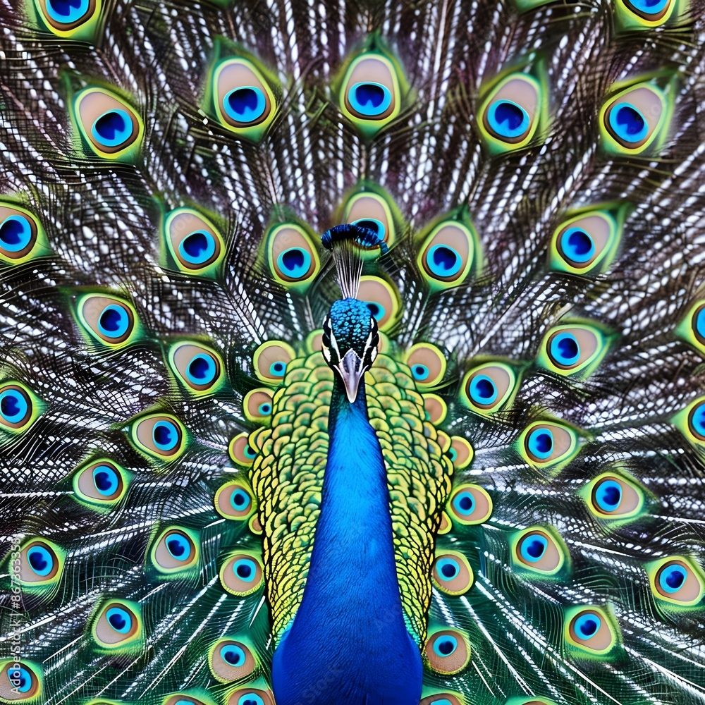 Obraz premium Majestic Peacock Displaying its Plumage