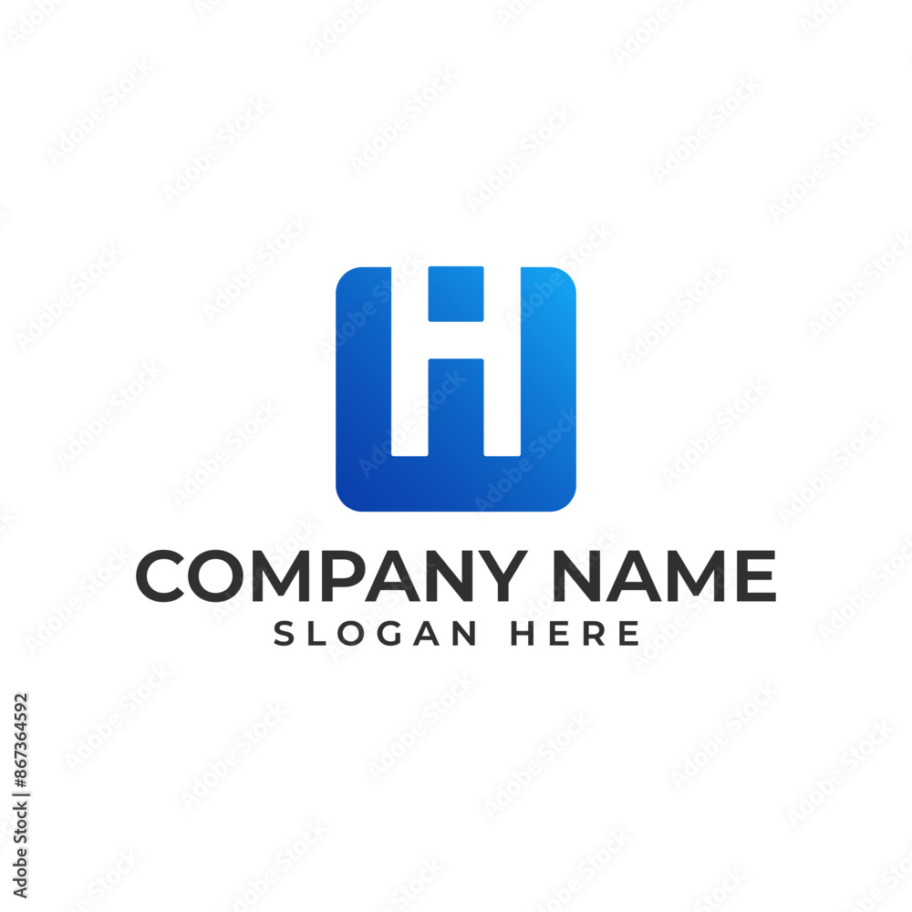Modern WHI initial lettermark in square shape with the letter H in negative space and executed in modern and minimalist style Modern WHI initial lettermark in square shape with the letter H in negative space and executed in modern and minimalist style