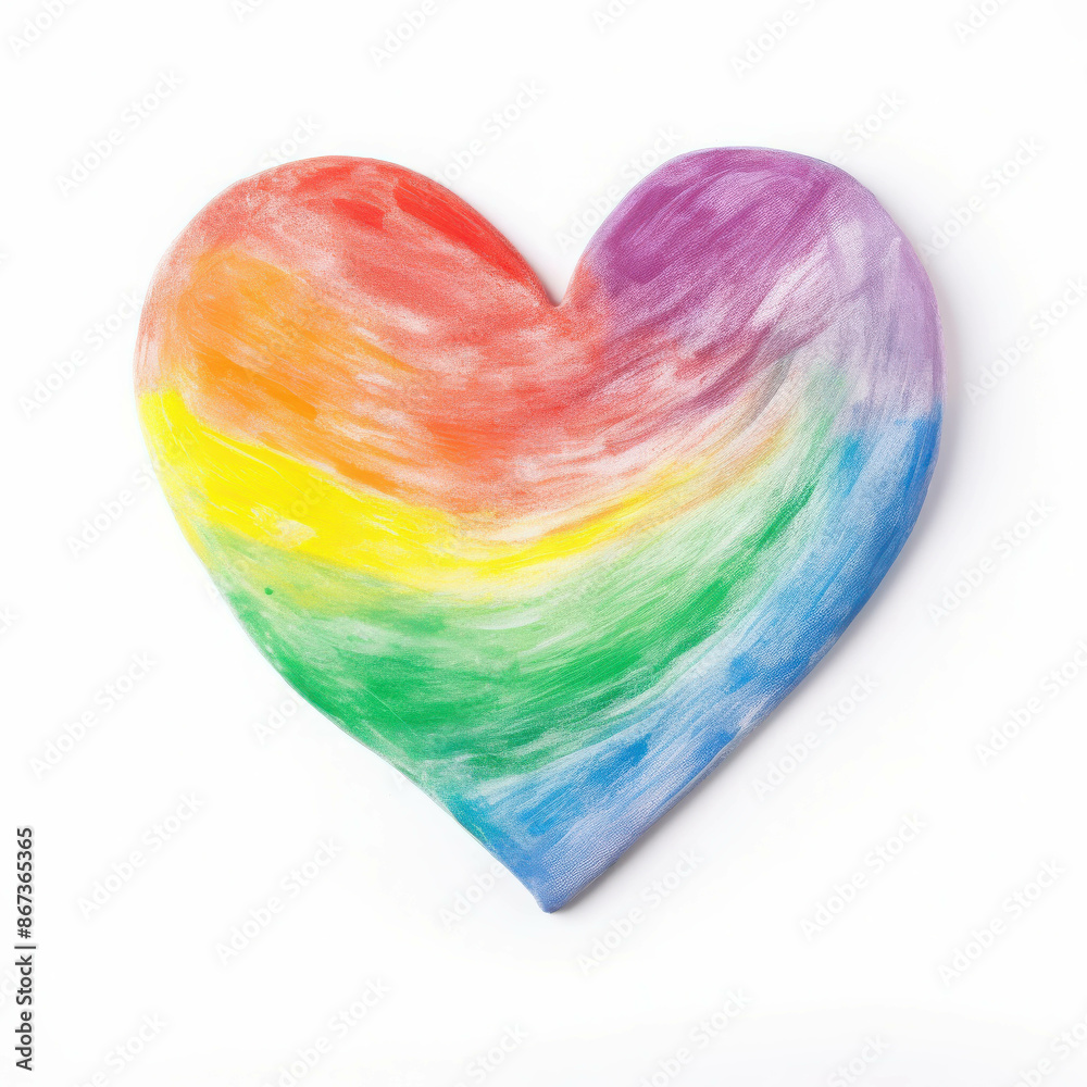 Heart Shaped Painting with a Smooth Gradient of Rainbow Colors on a Clean White Background