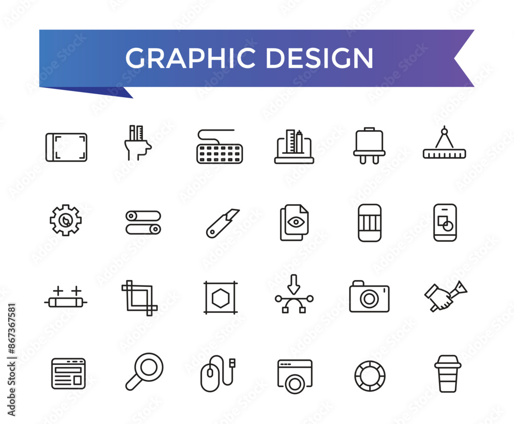 Graphic Design icon set with editable stroke collection for web and ui. Line icons pack. Vector illustration. Graphic Design icon set with editable stroke collection for web and ui. Line icons pack. Vector illustration.