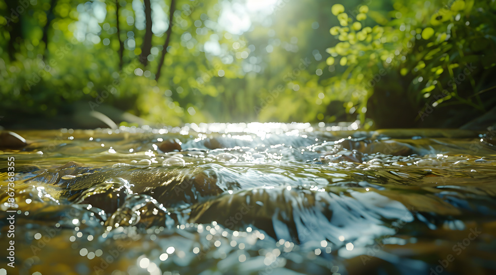 Golden Glimmers: A Peaceful Forest Stream
