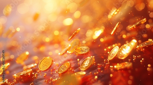 A Captivating Display of Shiny Gold Coins Representing Wealth and Prosperity