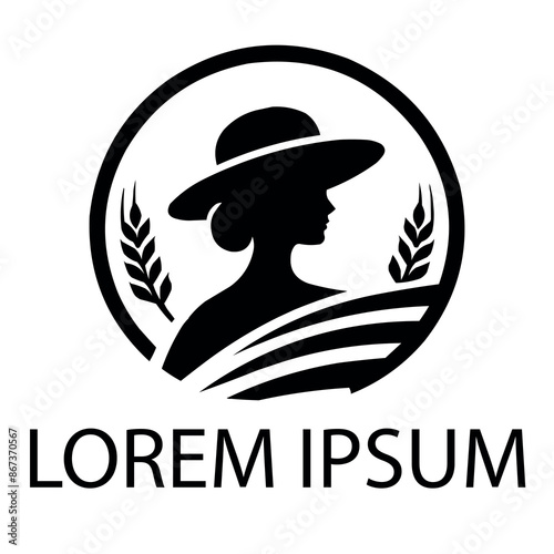 A black farmer logo on white simple background