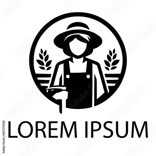 A black farmer logo on white simple background