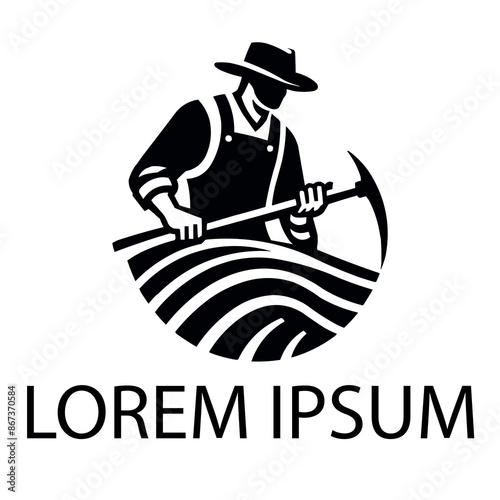 A black farmer logo on white simple background