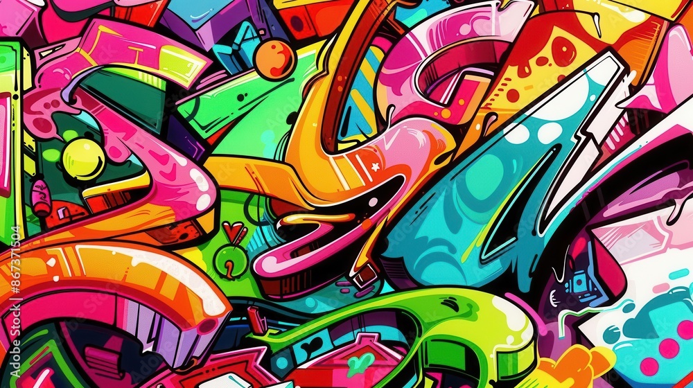 Colorful Urban Expression. Vibrant graffiti art background Colorful Urban Expression. Vibrant graffiti art background