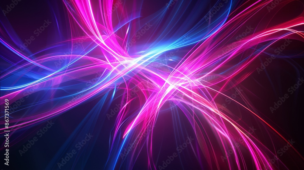 Neon light waves form vibrant digital background with mesmerizing colors, creating a visual experience