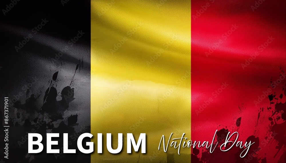 Belgium National Day Poster Design. Belgian holiday 21st of July design with distressed flag Belgium National Day Poster Design. Belgian holiday 21st of July design with distressed flag