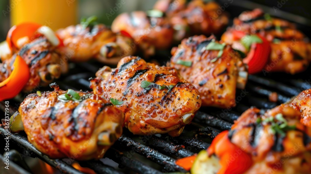 Grilled chicken thighs flavored with paprika Grilled chicken thighs flavored with paprika