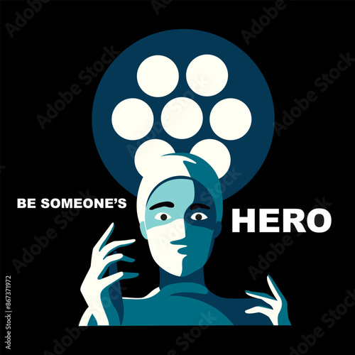 World Organ Donation Day social media post template. Organ donation day illustration. Saving Lives and Health Care. Flat vector organs and silhouette of a doctor surgeon in a medical cap and mask