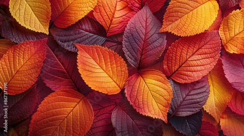 Colorful Autumn Leaves in Rich Red and Orange Tones © LarisaM