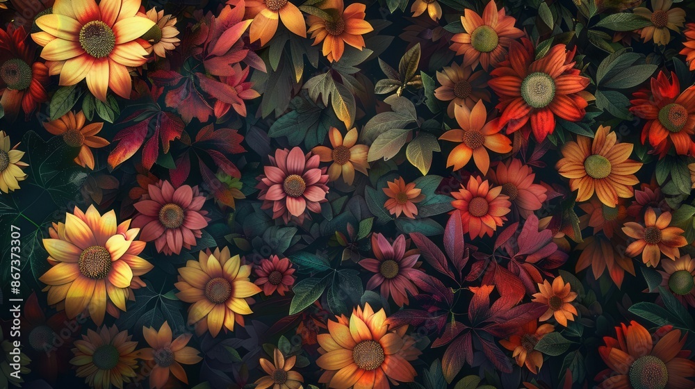 Autumn Splendor. Vibrant fall flowers background Autumn Splendor. Vibrant fall flowers background