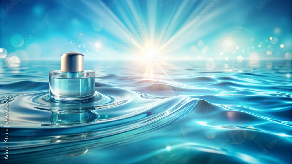 Soothing abstract blue water-inspired texture with iridescent sheen, reminiscent of luxurious lotion or makeup, against a calming gradient background. Soothing abstract blue water-inspired texture with iridescent sheen, reminiscent of luxurious lotion or makeup, against a calming gradient background.
