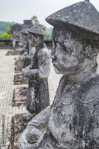 Hue, Vietnam - 6 Feb, 2024: Guardian figures at the Mausoleum of Emperor Khai Dinh, in Hue, Vietnam photo