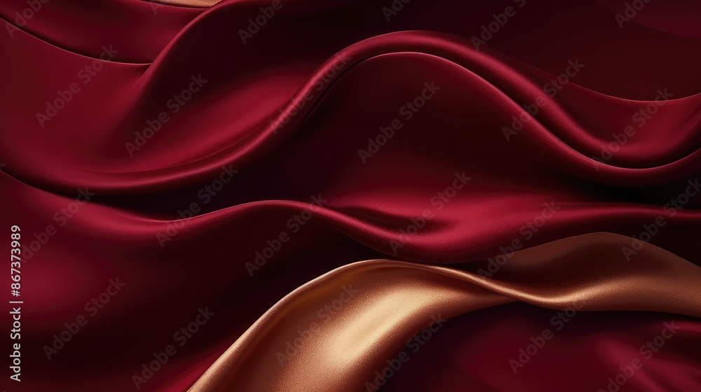 Obraz premium Abstract luxury swirling burgundy gold background. Gold waves abstract background texture. Print, painting, design, fashion., generative ai
