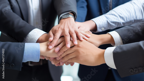 Wallpaper Mural Business people putting their hands together. Stack of hands. teamwork concept., generative ai Torontodigital.ca