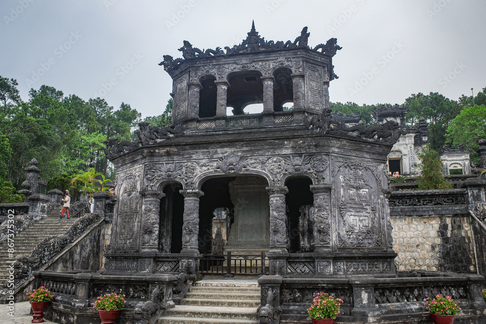 Hue, Vietnam - 6 Feb, 2024: Tomb of Khai Dinh, Emperor of Vietnam, Hue Hue, Vietnam - 6 Feb, 2024: Tomb of Khai Dinh, Emperor of Vietnam, Hue
