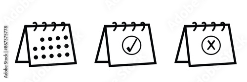 Calendar, Event, Schedule, Appointment, Agenda, Table calendar, Date Editable stroke Solid line icon set collection Vector illustration.