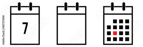 Calendar, Event, Schedule, Appointment, Agenda, Table calendar, Date Editable stroke Solid line icon set collection Vector illustration.