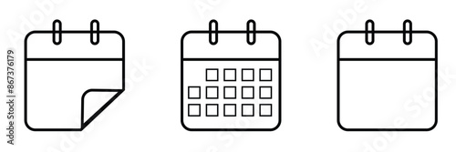 Calendar, Event, Schedule, Appointment, Agenda, Table calendar, Date Editable stroke Solid line icon set collection Vector illustration.