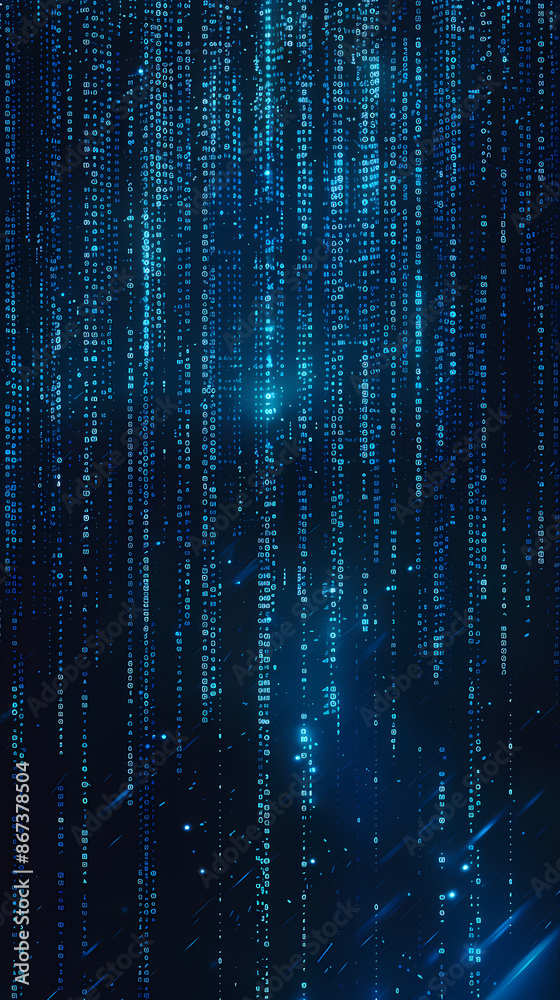 Blue digital matrix, binary code Blue digital matrix, binary code