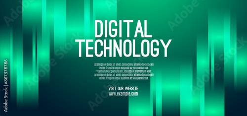 Digital technology speed connect blue green background, cyber nano information, abstract communication, innovation future tech data, internet network connection, Ai big data, line dot illustration 3d