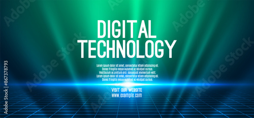 Digital technology speed connect blue green background, cyber nano information, abstract communication, innovation future tech data, internet network connection, Ai big data, line dot illustration 3d