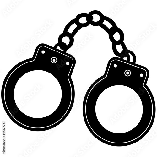 Handcuffs black silhouette vector  illustration 