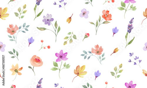 Wallpaper Mural Seamless watercolor  pattern. Hand drawn floral illustration isolated on pastel background. Vector EPS. Torontodigital.ca