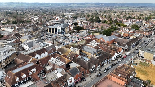 Sevenoaks town Kent UK high street drone,aerial low pov. photo