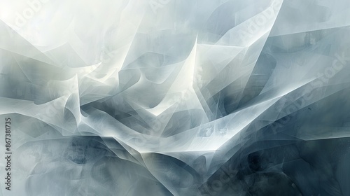 Wallpaper Mural Abstract background featuring a gradient from white to dark gray, with white shapes flowing and creating a sense of depth Torontodigital.ca