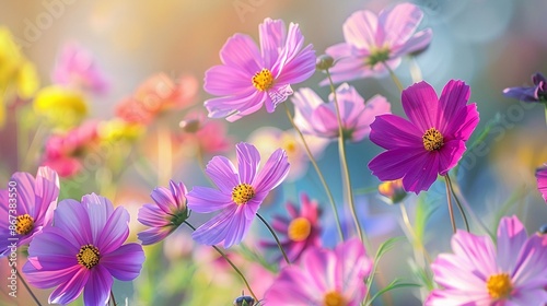 Painting picture of fragrant and colorful flowers putting on white background emphasize the beautiful color of blossom convey sense of aromatic, vivid and charming perfect for relaxed poster.