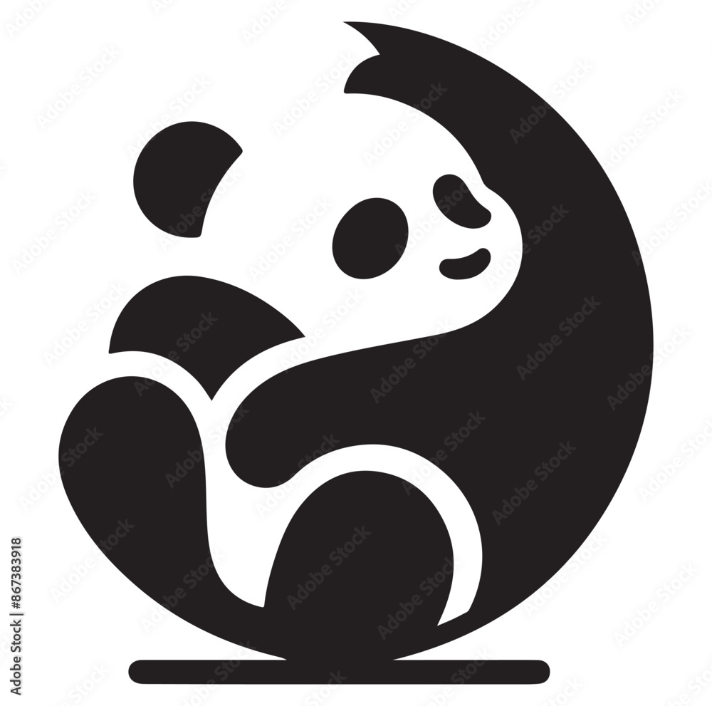 panda silhouette vector isolated on white background. panda silhouette vector isolated on white background.