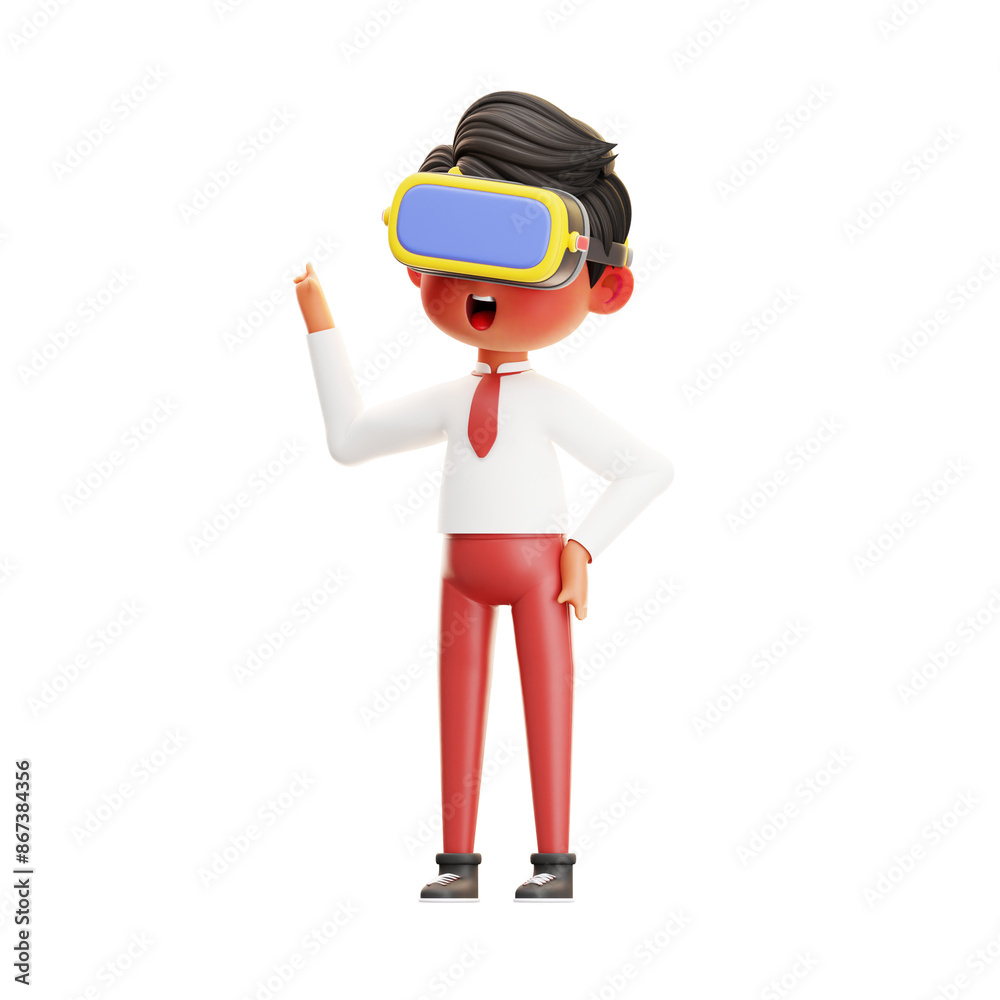 3D illustration Boy Student Using Virtual Reality 3D illustration Boy Student Using Virtual Reality